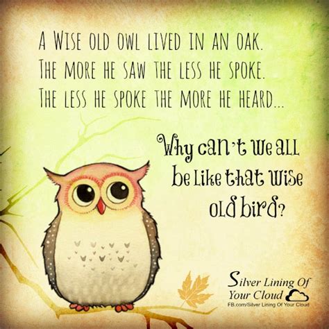 A Wise Old Owl Poem Author Draw Cheerio