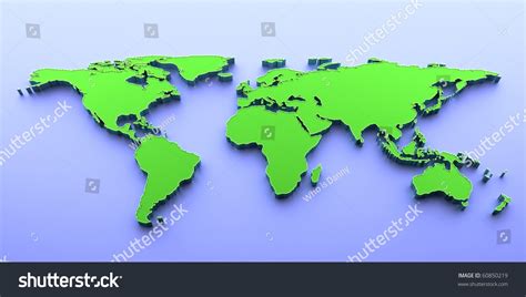 3d Render Blue And Green World Map Stock Photo 60850219 Shutterstock