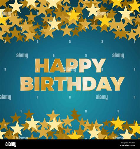Happy Birthday Background Golden Balls And Stars For Postcard And