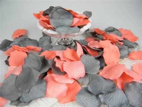 Ceremony Coral And Grey Artificial Rose Petals 2342785 Weddbook