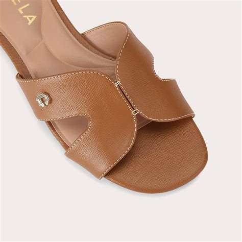 Seville Tan Leather Slip On Sandals By Carvela