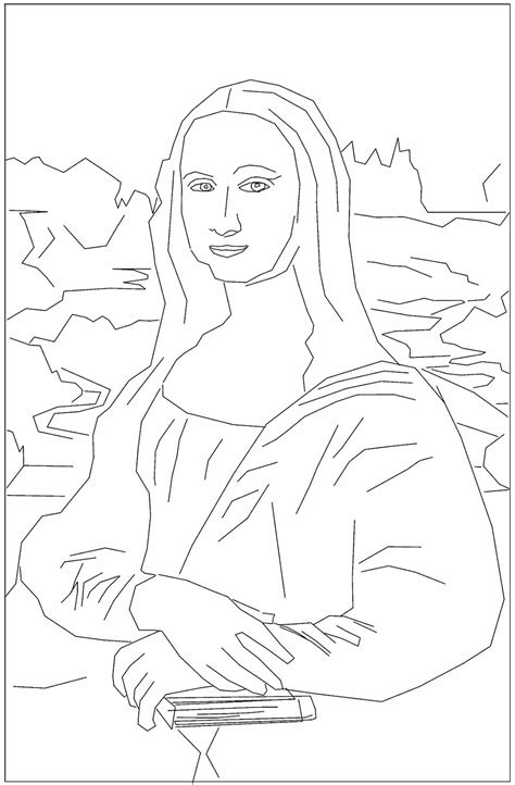 This art history coloring page features a master painting that you may recognize: Drawing Mona Lisa Coloring Sheet Coloring Pages