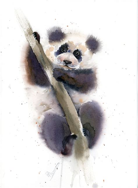 Panda Painting Original Watercolor Animal Art Nursery Wall Etsy