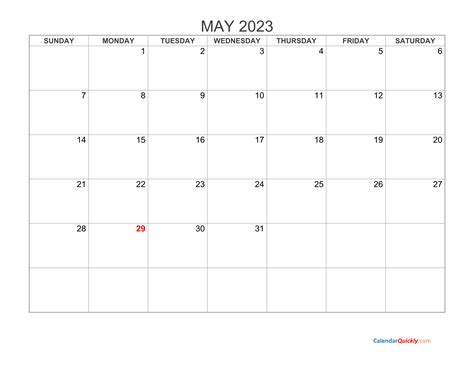 May 2023 Calendar Printable Portrait