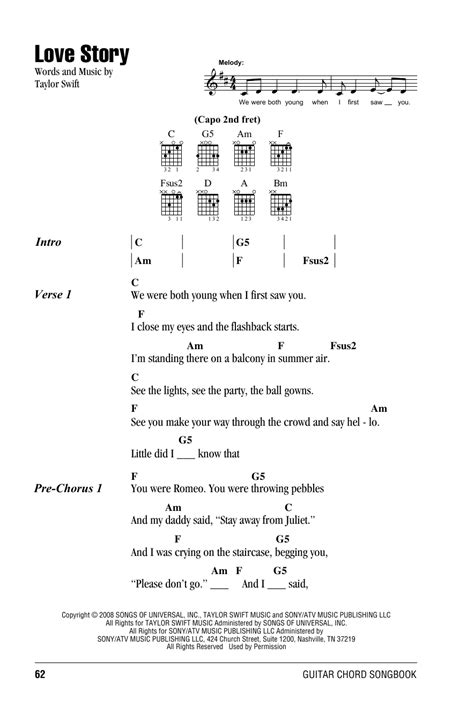Love Story Sheet Music By Taylor Swift Lyrics And Chords 81683