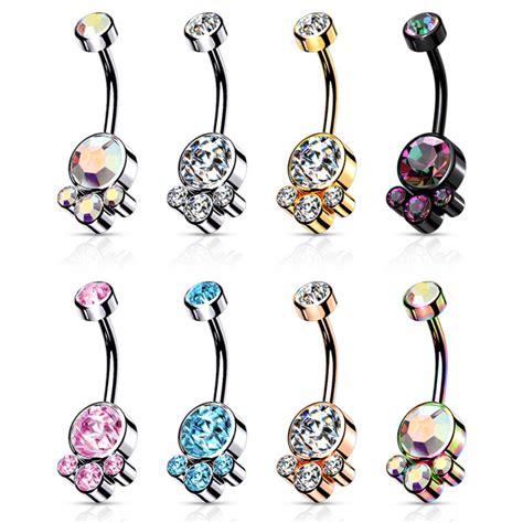 Crystal Cluster Surgical Steel Belly Ring