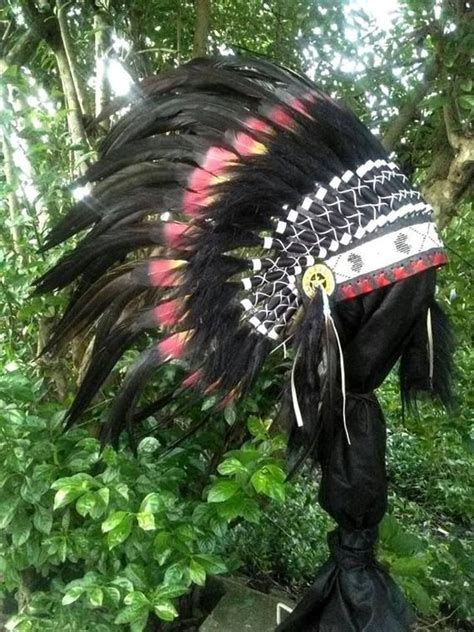 Short Double Feather Indian Headdress Replica Made With Etsy Indian