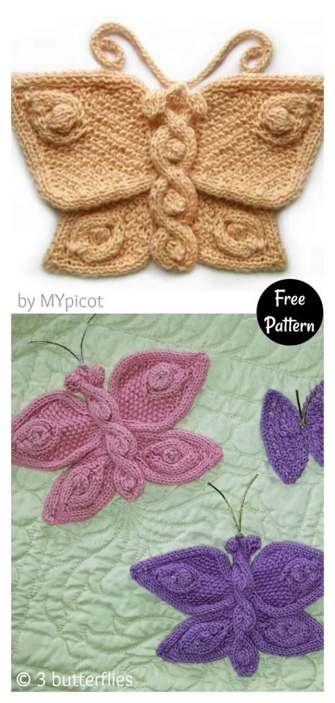 3d Butterfly Free Knitting Pattern Animal Knitting Patterns Knitting