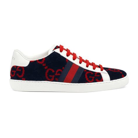 Lyst Gucci Womens Ace Gg Terry Cloth Sneaker In Blue