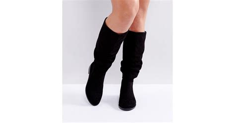 Asos Asos Capital Wide Fit Slouch Knee Boots In Black Lyst Canada