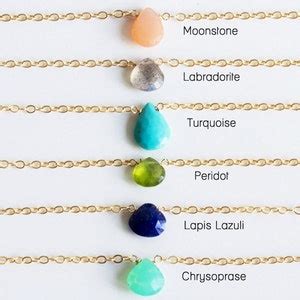 Teardrop Gemstone Necklace Dainty Turquoise Pendant Minimal Layering