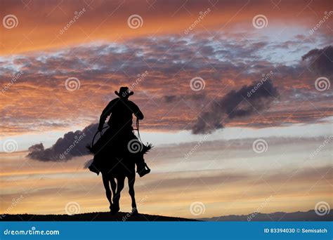 Cowboy And His Horse Silhouette Stock Photo 24580074