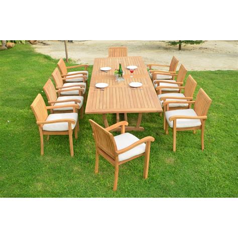 Teak Dining Set10 Seater 11 Pc Large 118 Mas Rectangle Table