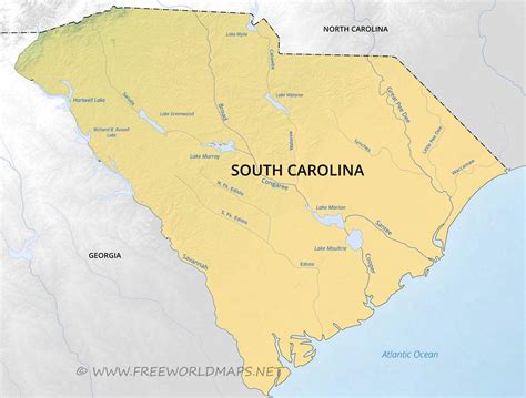 Physical Map Of South Carolina
