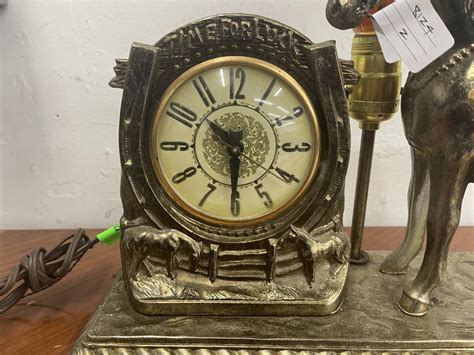Vintage Brass Finish Lanshire Horse Mantle Clock Lightning Auctions Inc
