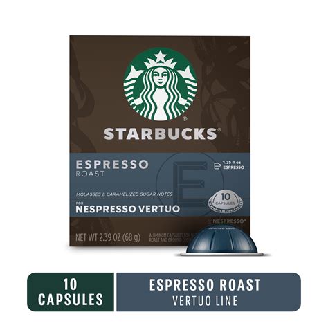 Starbucks Espresso Dark Roast For Nespresso Vertuo Capsules 10 Count