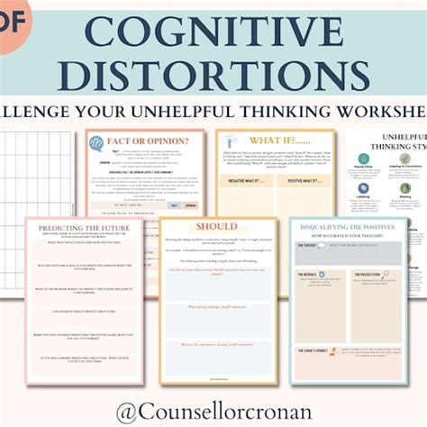 Cognitive Restructuring Worksheets Unhelpful Thinking Etsy