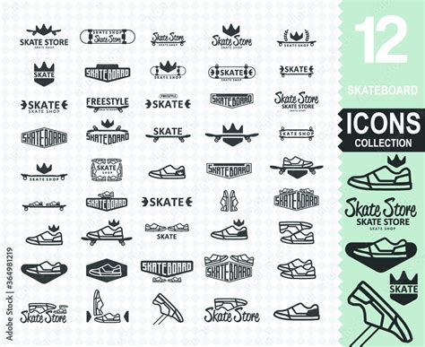 Skateboard Logo Collection Set Of 45 Different Skateboard Logos Use