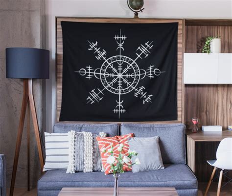 Viking Tapestry Pagan Tapestry Vegvisir Icelandic Etsy