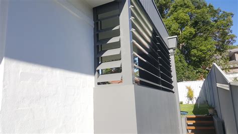 Privacy Screen With Adjustable 160mm Louvres Eco Awnings