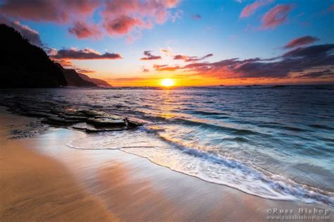 Sunset Over The Na Pali Coast From Kee Beach Haena State Park Kauai