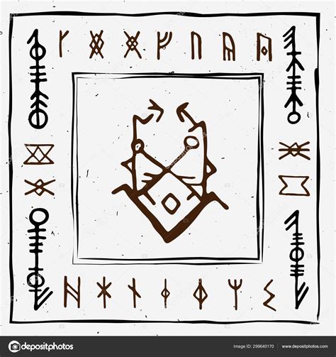 Futhark Norse Islandic And Viking Runes Set Magic Hand Draw Symbols As
