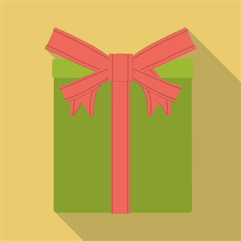 Premium Vector Present Box With Ribbon Bow Icon With Long Shadow