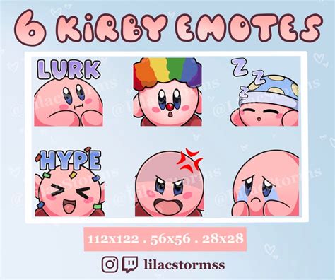 Kawaii Kirby Twitch Discord Png Emotes Etsy
