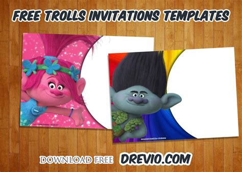 The fancy glittering trolls is ready to make your birthday party fancier! FREE Trolls Birthday Invitations Templates | Download ...