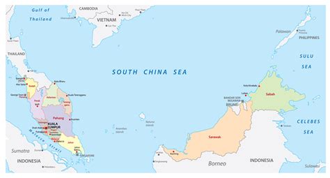 Kuala lumpur, putrajaya and labuan, governed directly by the federal government of malaysia. Malaysia Maps & Facts - World Atlas