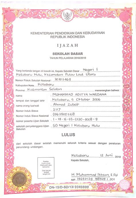 Uu nomor 1 tahun 2019.pdf. Juknis Penulisan Ijazah Tahun 2019 SD / SMP