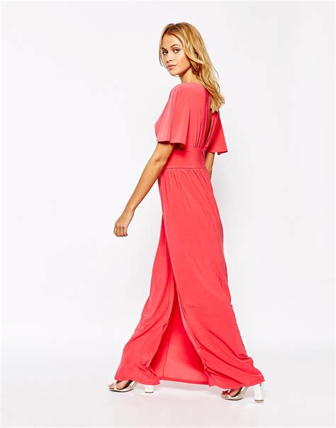 Lyst Love Kimono Sleeve Maxi Dress In Pink