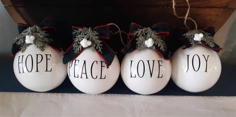 Hope Peace Love Joy Christmas Ball Ornaments Famous Artisan