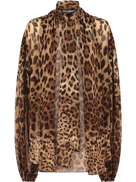 dolce and gabbana leopard print silk pussy bow blouse shopstyle