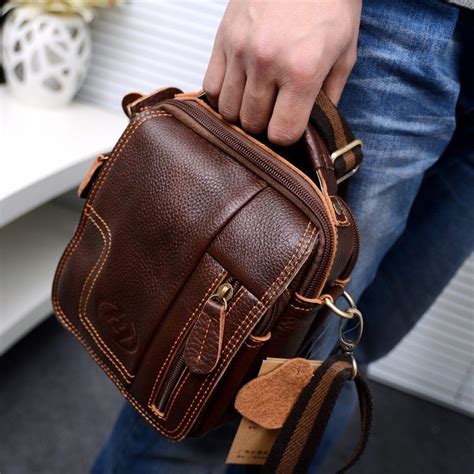Men Genuine Leather Small Waist Pack Crossbody Shoulder Messenger Fany Handbag Messenger Bag
