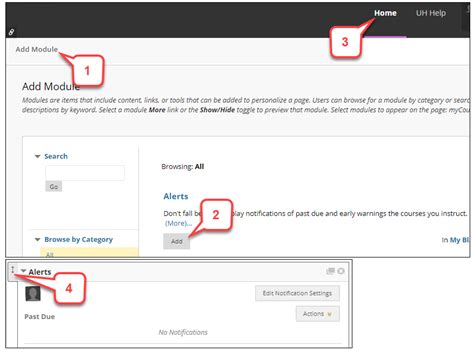 How To Add Or Remove A Module At Blackboard Entry Page Instruction Uh