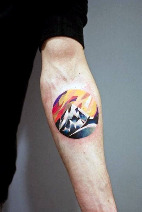 50 Geometric Mountain Tattoo Designs For Men Geometry