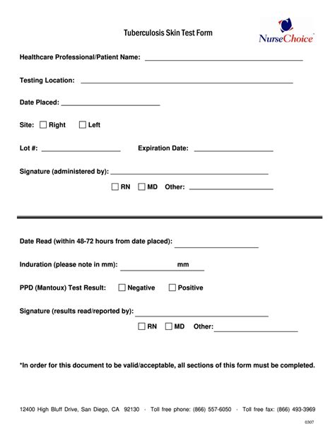 How To Document A Tb Skin Test Printable Form Templates And Letter