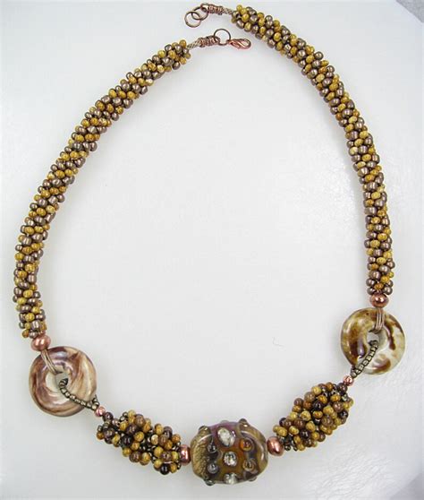 Beaded Kumihimo Necklace With Lampwork Tab Focal And Earrings Etsy