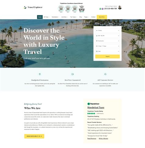 Travel Explorer Free Travel And Tour Wordpress Theme