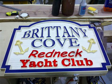 Redneck Yacht Club Carved Wood Pvc And Vinyl Sign With Light Up