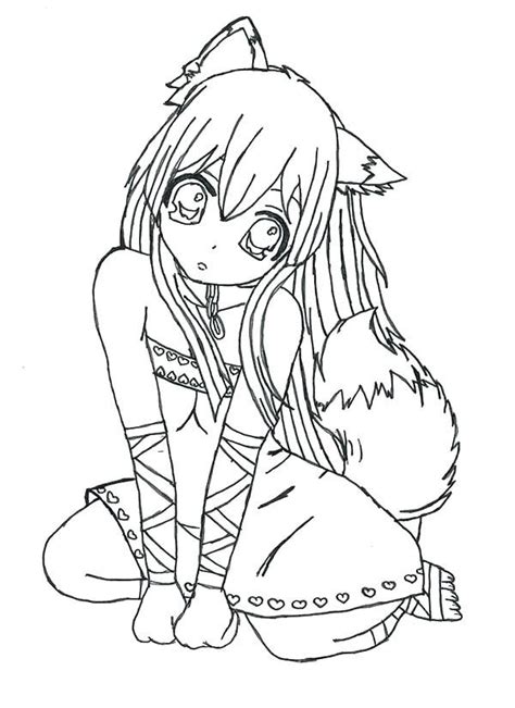 Anime Cat Girl Coloring Page Anime Cat Girl Coloring Pages At