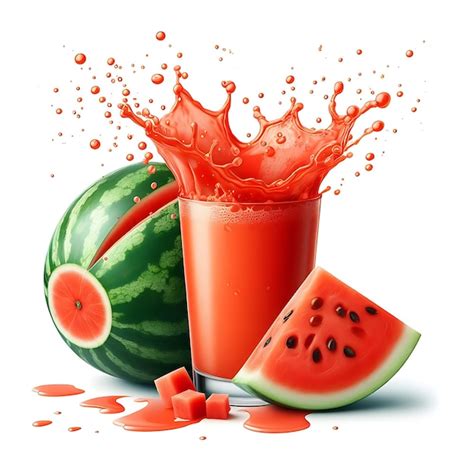 Premium Photo Watermelons Juice Splashed Isolated On White Background