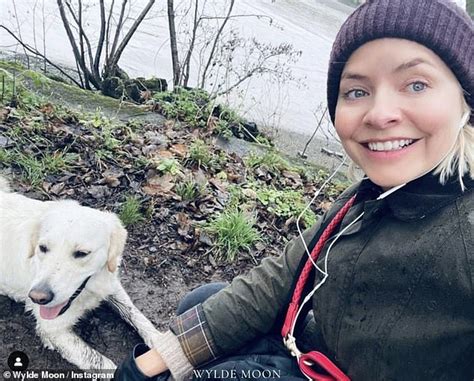 Holly Willoughby Keeps As She Takes Her Beloved Dog Bailey On A Rainy