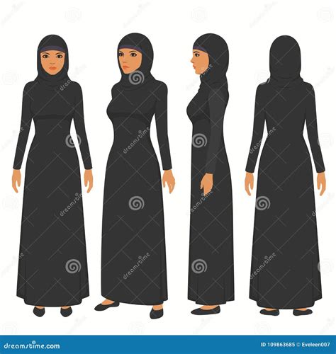 Muslim Woman Illustration Vector Arab Girl Character Saudi Cartoon