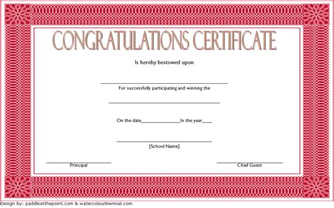 The 1st Editable Congratulations Certificate Template Free Design By