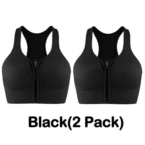 Uk Women Zip Front Sports Bra Wireless Post Surgery Bra Active Yoga