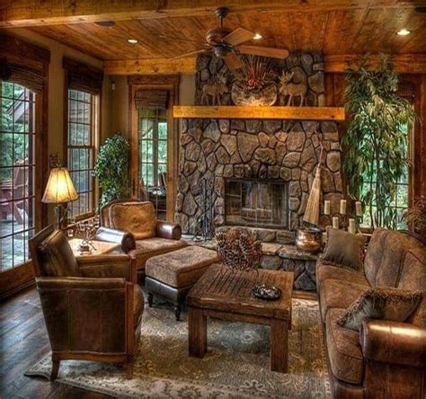 Cozy Rustic Living Room Decoration With Fireplace 24 Cabin Living
