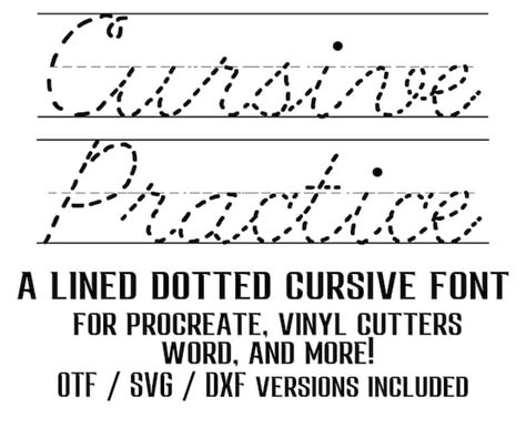 Dotted Cursive Font Lined Cursive Handwriting Practice Font Etsy India