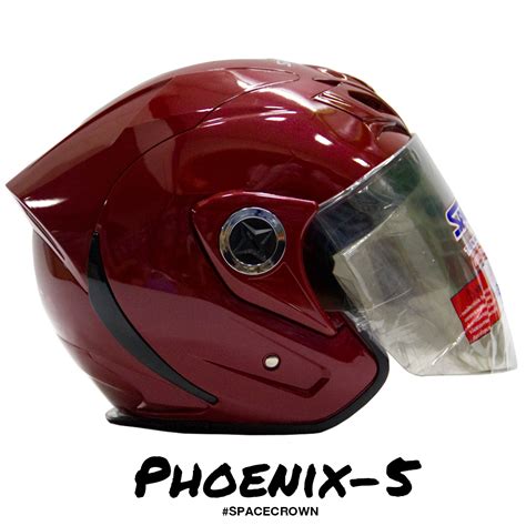 หมวกกันน็อคสเปซคราวน์ เปิดหน้า Phoenix-5 สีแดง - Spacecrownthailand
